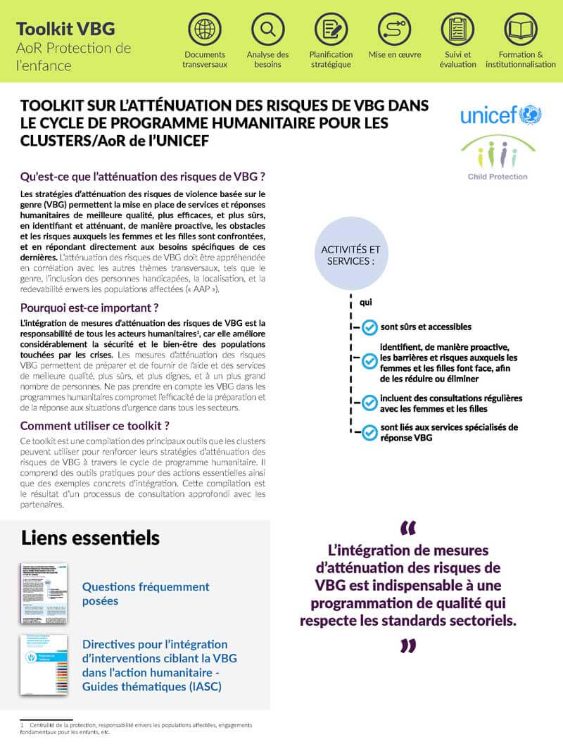 HPC TOOLKIT on GBV Risk Mitigation CHILD PROTECTION French