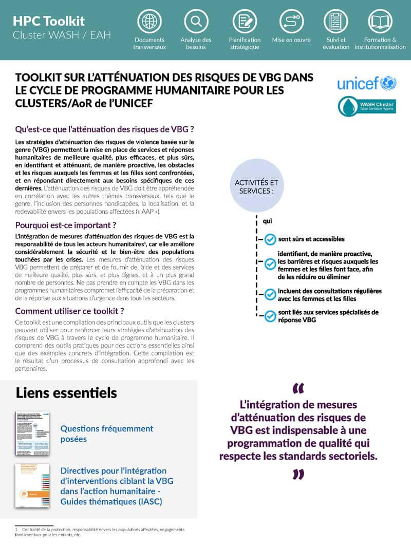 HPC TOOLKIT on GBV Risk Mitigation WASH French